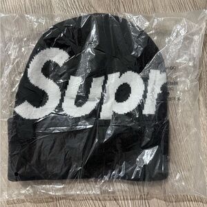 Black Supreme Big Logo Beanie